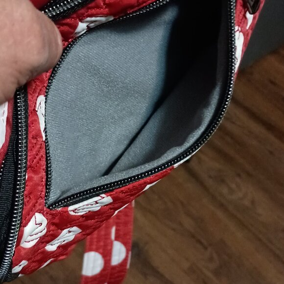 Lug Shimmy Crossbody Shoulder Bag Purse Red White Polka Dots Multiple Pockets - Picture 14 of 16